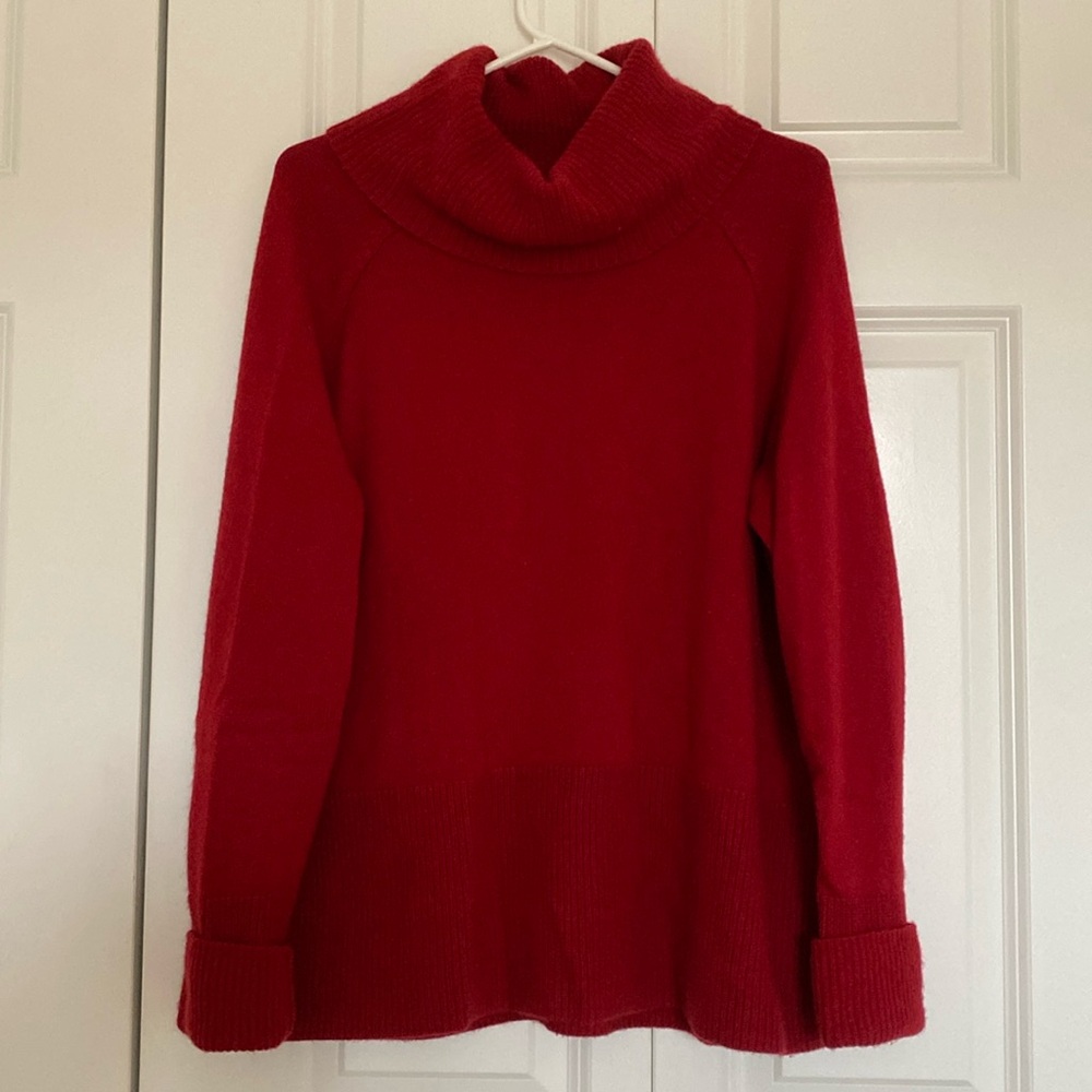 Red turtleneck sweater